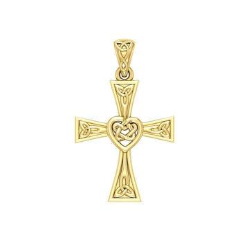 Celtic Cross with Heart 14K Solid Gold Pendant GPD5973 - Jewelry